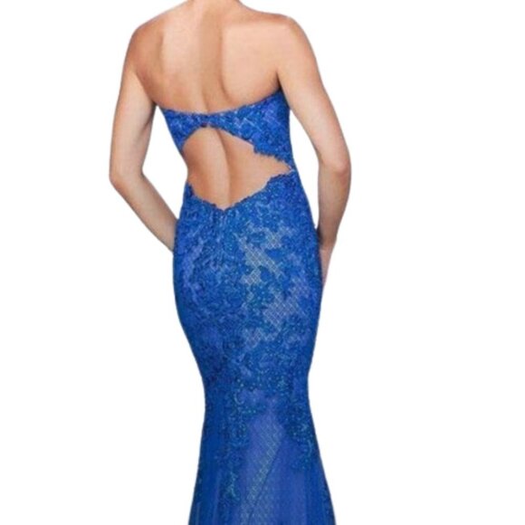 NWT La Femme 24106SC Tulle Prom Dress White Size 00 and 8 - Picture 2 of 7